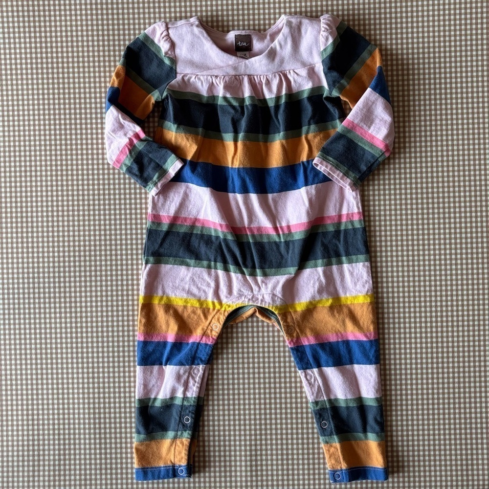 Tea Collection romper stripes long sleeve.‎ Size 12-18 months